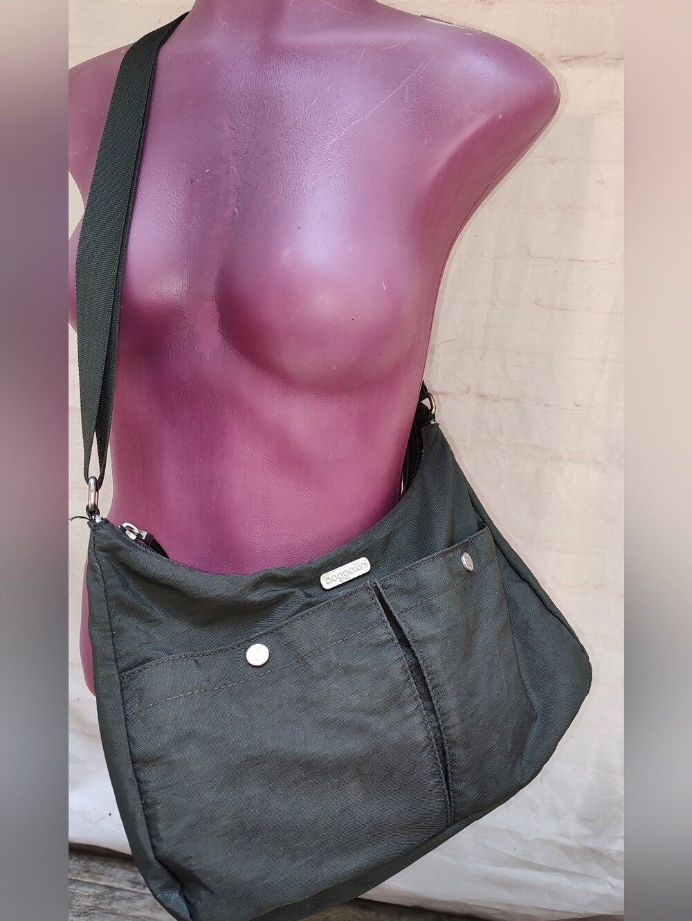 Baggallini Gray Crossbody Bag, Medium Size